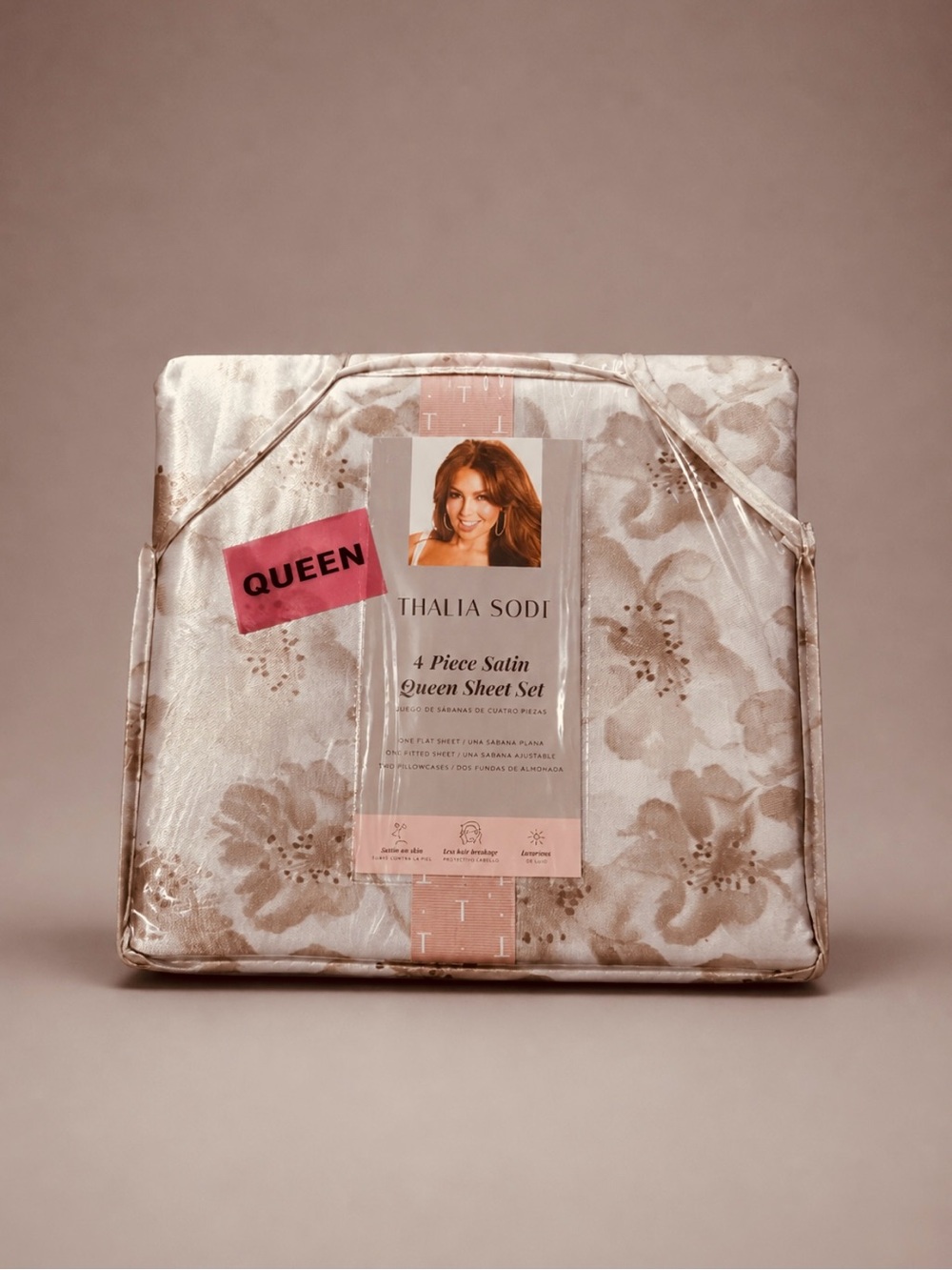 Thalia Sodi Satin Queen Sheet Set - Blush Floral Jacquard
